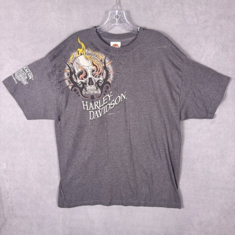 Y2K Harley‎ Davidson Skull Tee XL Macon Harley Gray Graphic Biker USA Made Read!